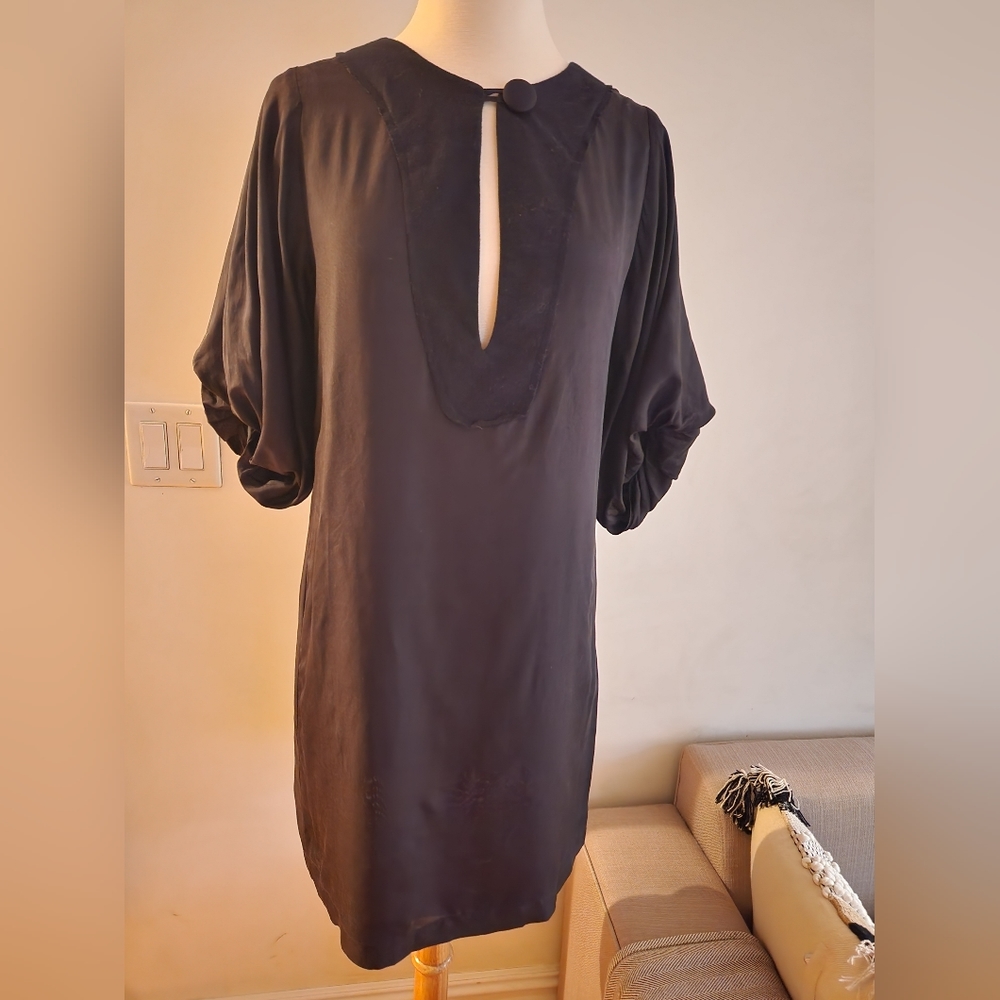 Graham and Spencer Black Shift Dress With Button in Front, US Size S